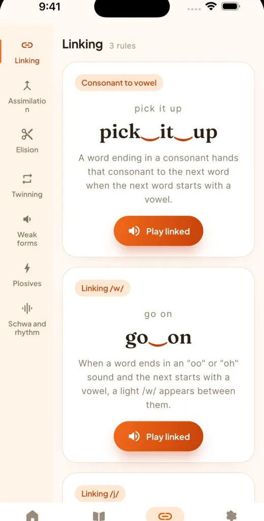 Linking rules with play buttons